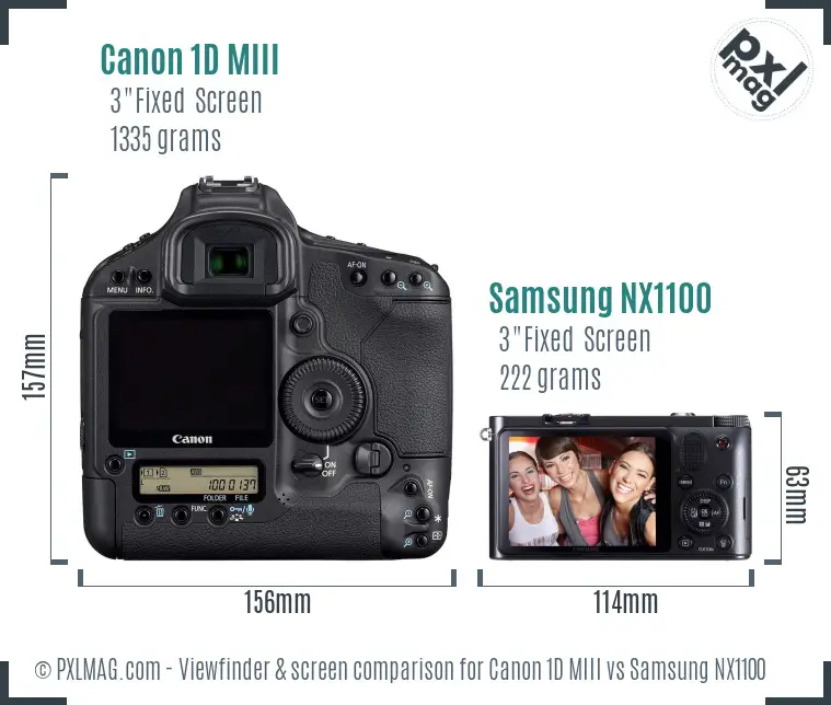Canon 1D MIII vs Samsung NX1100 Screen and Viewfinder comparison