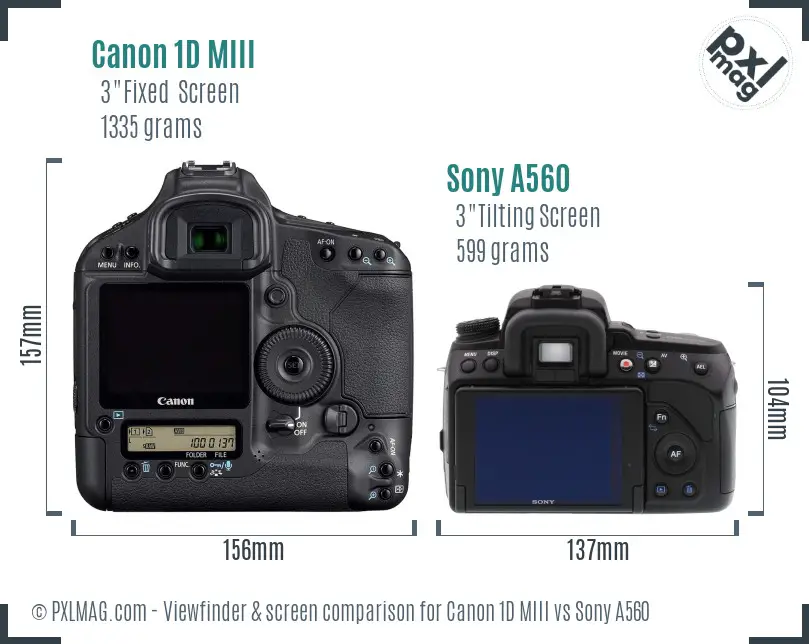 Canon 1D MIII vs Sony A560 Screen and Viewfinder comparison