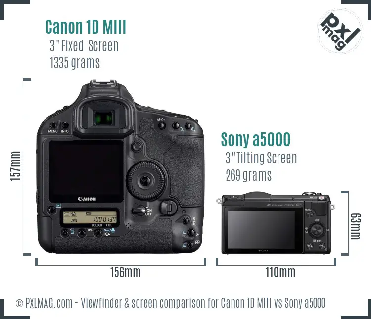 Canon 1D MIII vs Sony a5000 Screen and Viewfinder comparison