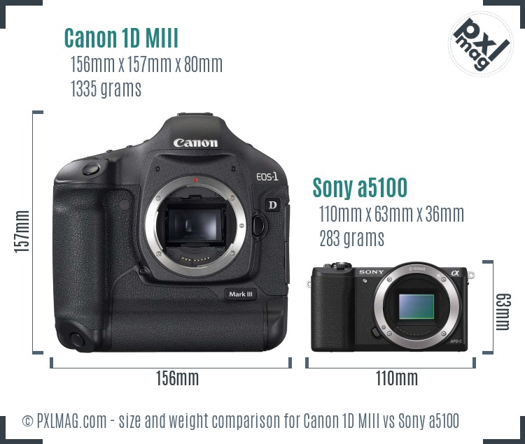 Canon 1D MIII vs Sony a5100 size comparison Canon 1D MIII vs Sony a5100 size comparison