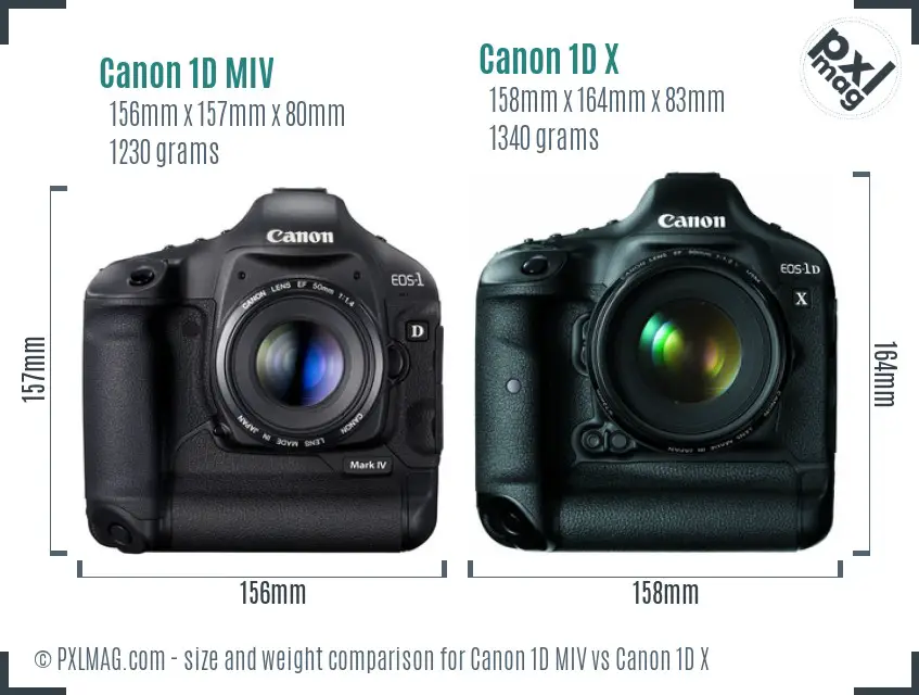 Canon 1D MIV vs Canon 1D X size comparison