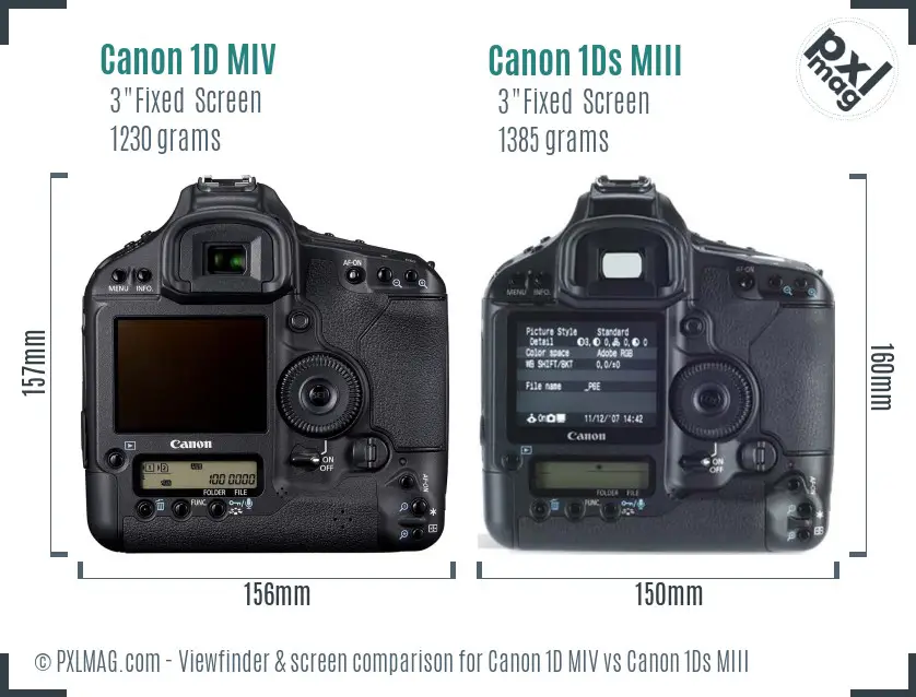 Canon 1D MIV vs Canon 1Ds MIII Screen and Viewfinder comparison