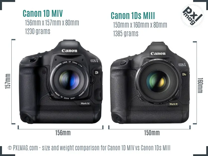 Canon 1D MIV vs Canon 1Ds MIII size comparison