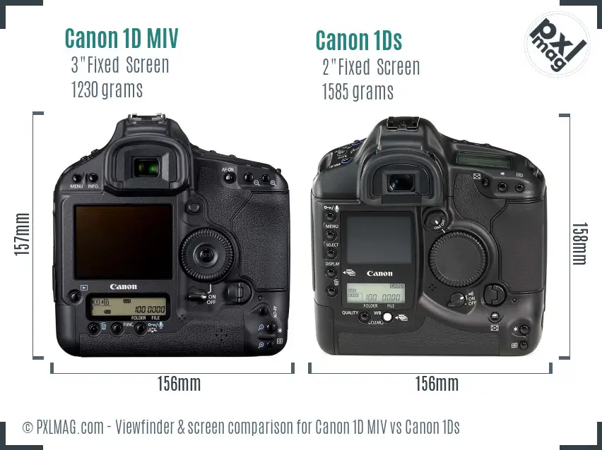 Canon 1D MIV vs Canon 1Ds Screen and Viewfinder comparison