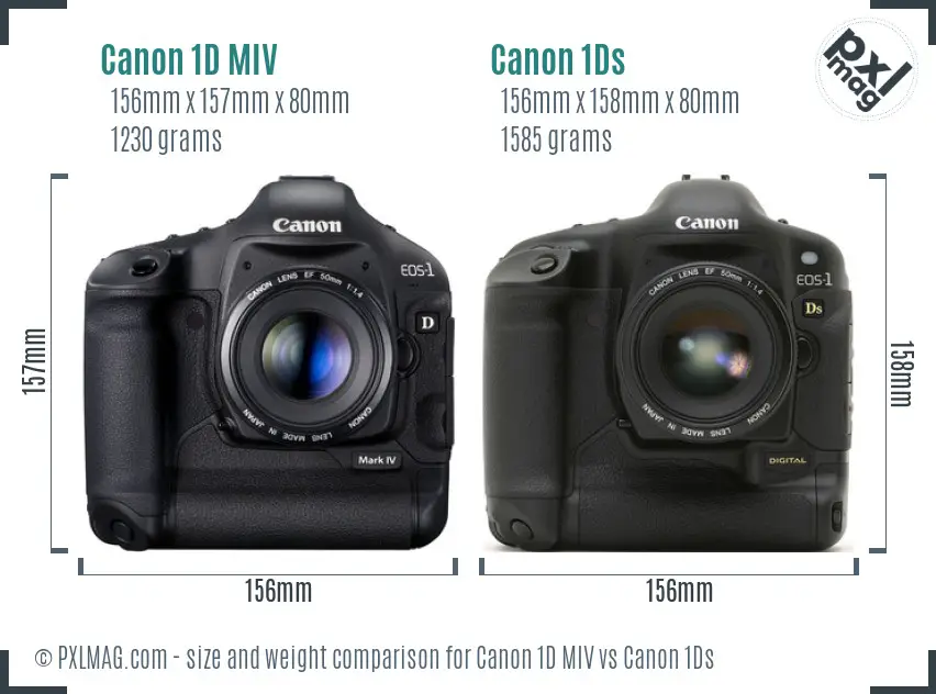 Canon 1D MIV vs Canon 1Ds size comparison