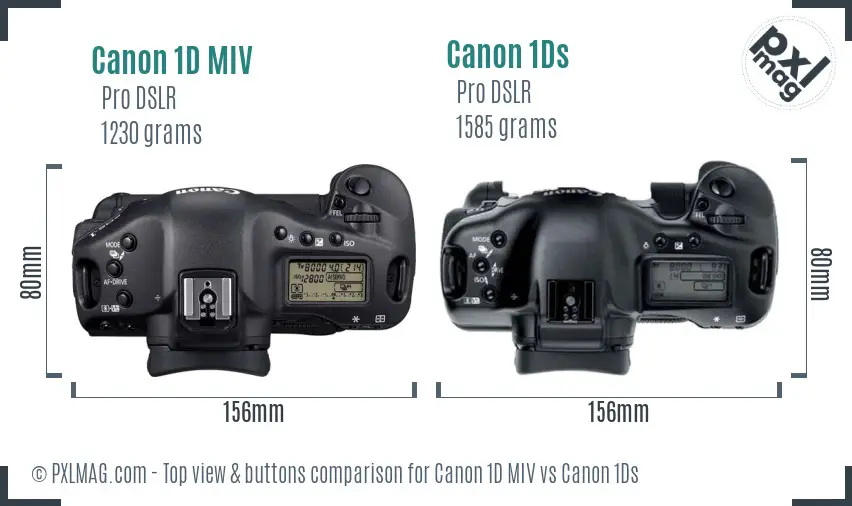 Canon 1D MIV vs Canon 1Ds top view buttons comparison