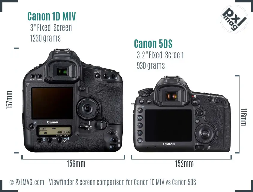Back screen comparison of Canon 1D Mark IV and Canon 5DS