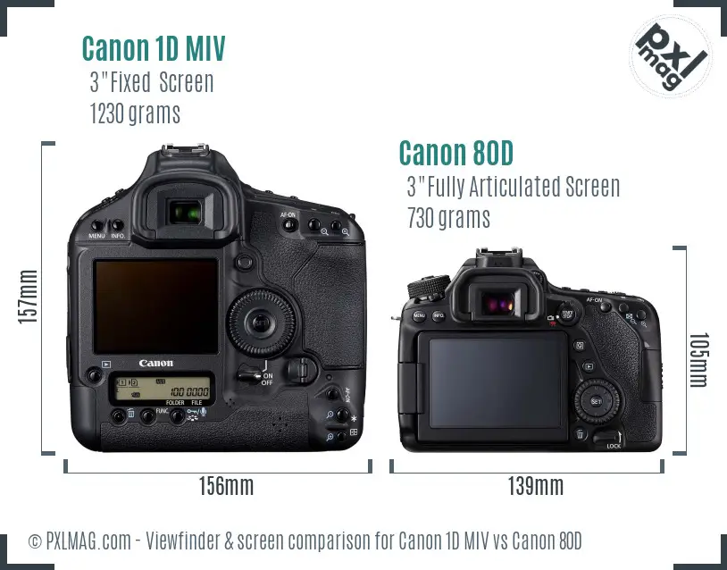 Canon 1D MIV vs Canon 80D Screen and Viewfinder comparison
