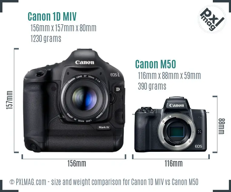 Canon 1D MIV vs Canon M50 size comparison Canon 1D MIV vs Canon M50 size comparison