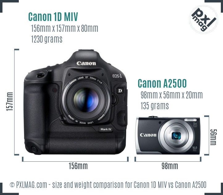 Canon 1D MIV vs Canon A2500 size comparison Canon 1D MIV vs Canon A2500 size comparison