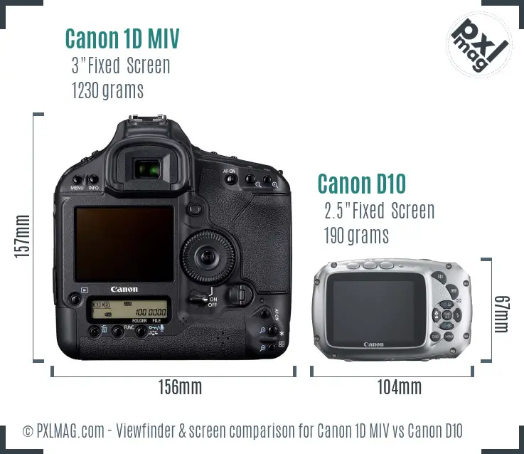 Canon 1D MIV vs Canon D10 Screen and Viewfinder comparison