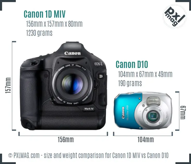 Canon 1D MIV vs Canon D10 size comparison