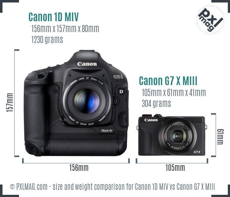 Canon 1D MIV vs Canon G7 X MIII size comparison Canon 1D MIV vs Canon G7 X MIII size comparison