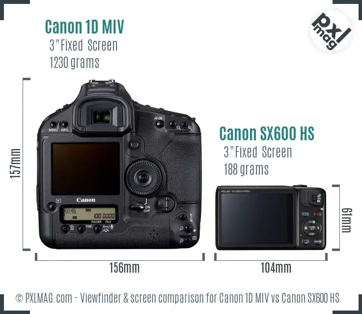 Canon 1D MIV vs Canon SX600 HS Screen and Viewfinder comparison Canon 1D MIV vs Canon SX600 HS Screen and Viewfinder comparison