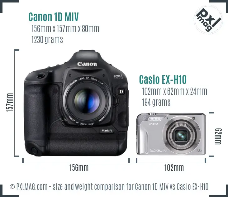 Canon 1D MIV vs Casio EX-H10 size comparison