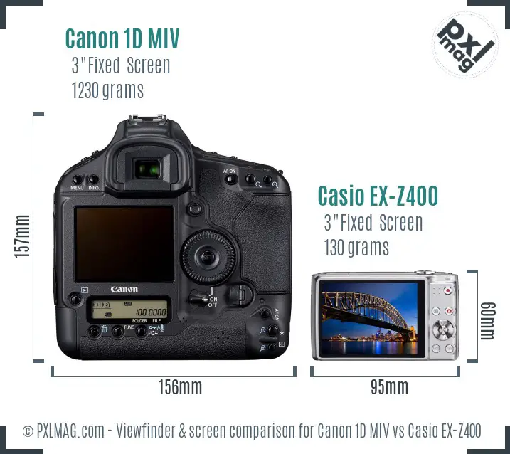 Canon 1D MIV vs Casio EX-Z400 Screen and Viewfinder comparison Canon 1D MIV vs Casio EX-Z400 Screen and Viewfinder comparison