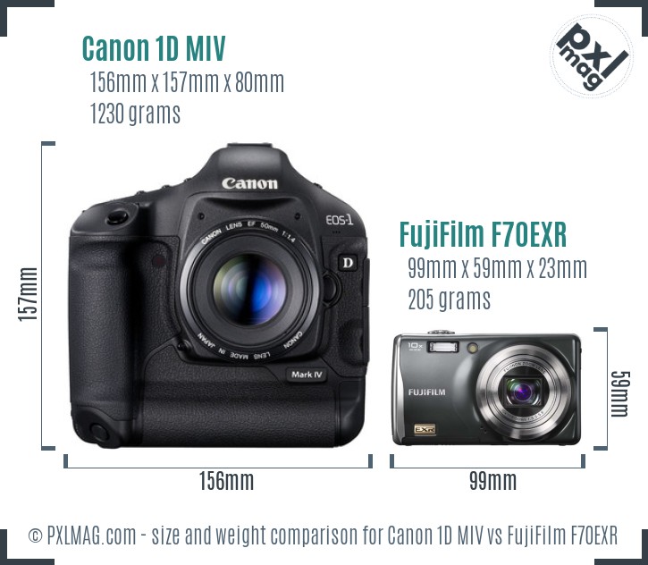 Canon 1D MIV vs FujiFilm F70EXR size comparison