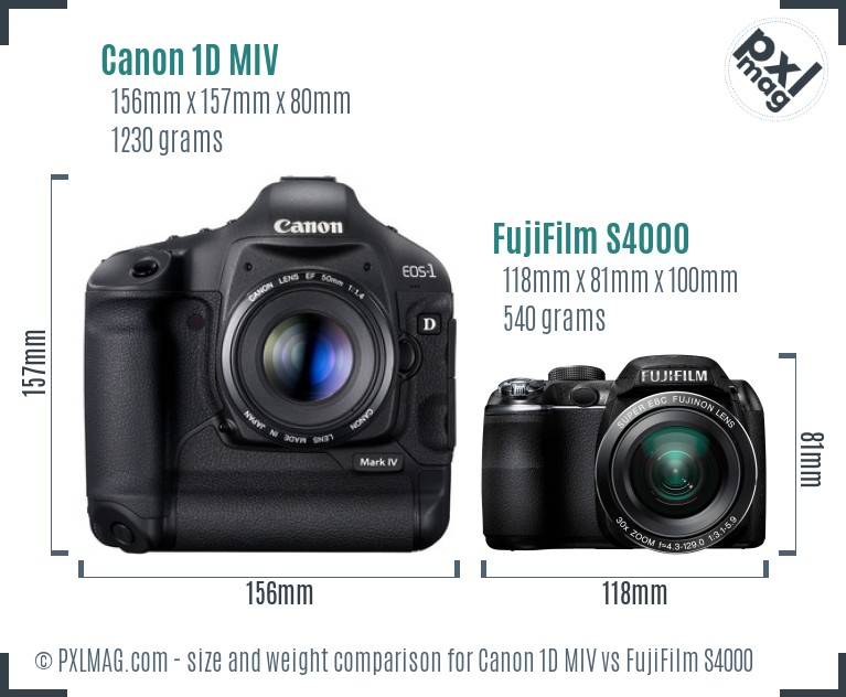 Canon 1D MIV vs FujiFilm S4000 size comparison Canon 1D MIV vs FujiFilm S4000 size comparison