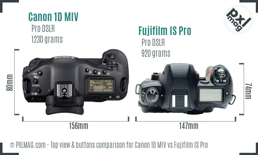 Canon 1D MIV vs Fujifilm IS Pro top view buttons comparison