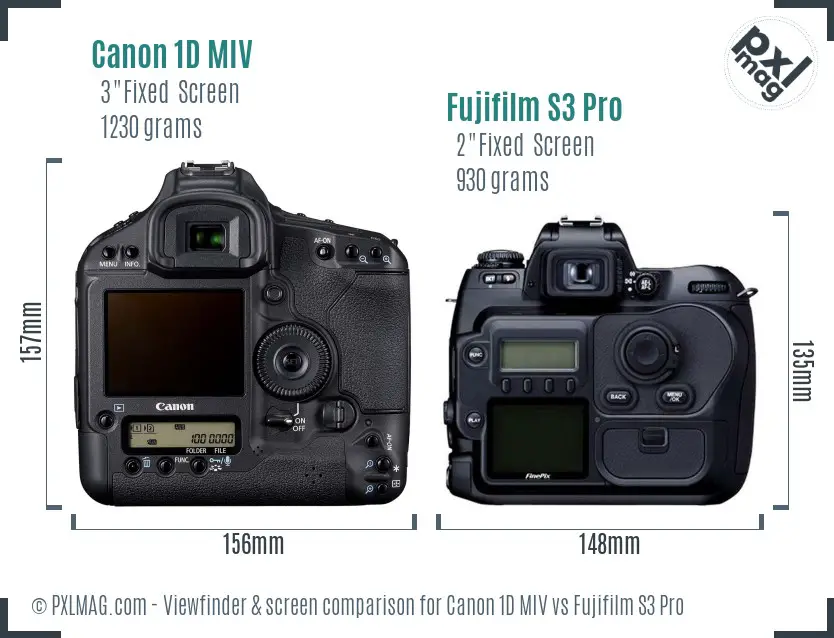 Canon 1D MIV vs Fujifilm S3 Pro Screen and Viewfinder comparison