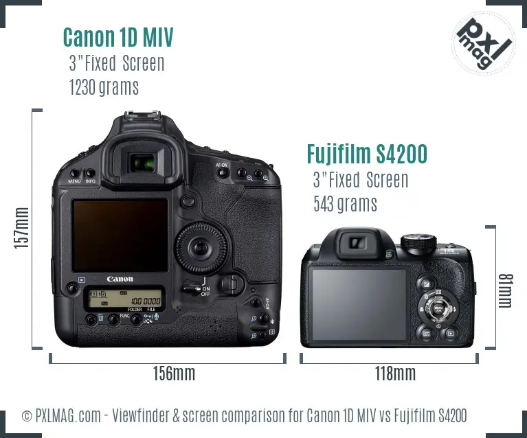 Canon 1D MIV vs Fujifilm S4200 Screen and Viewfinder comparison