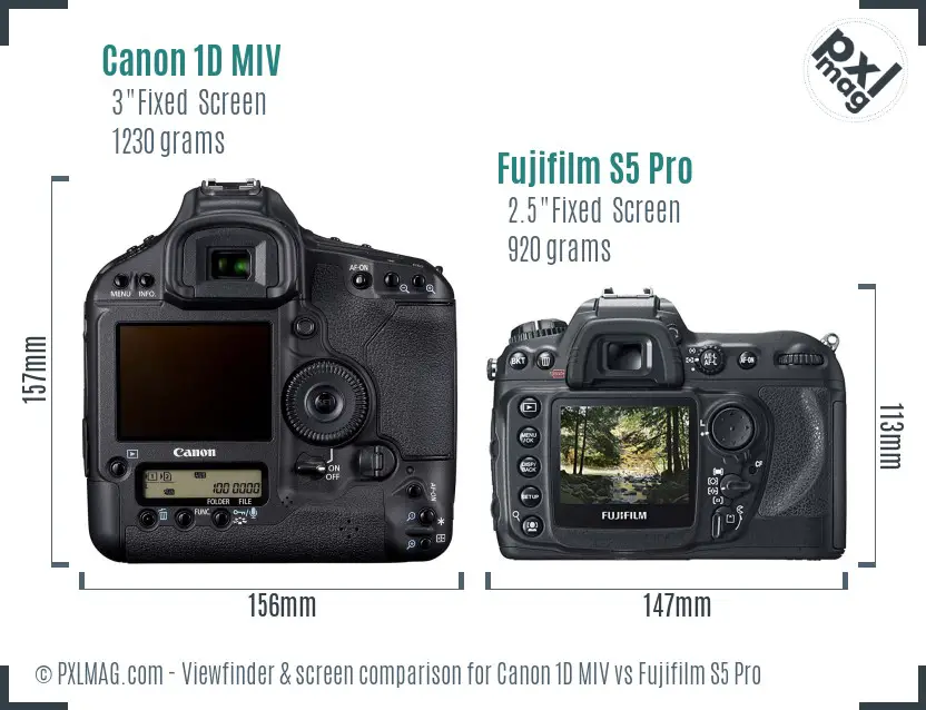 Canon 1D MIV vs Fujifilm S5 Pro Screen and Viewfinder comparison