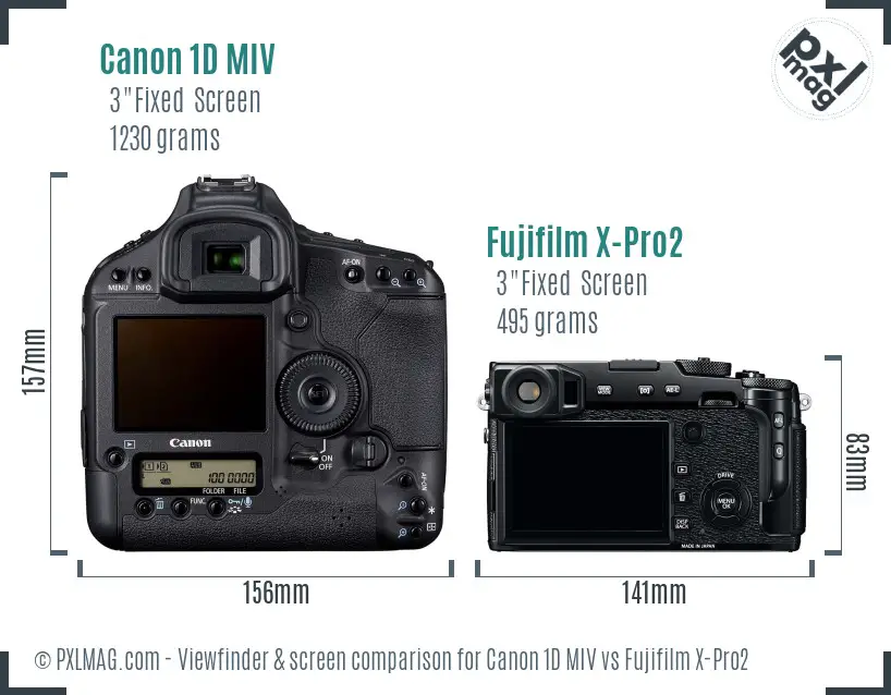 Canon 1D MIV vs Fujifilm X-Pro2 Screen and Viewfinder comparison