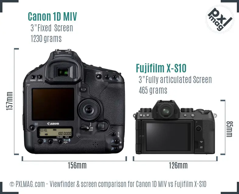 Canon 1D MIV vs Fujifilm X-S10 Screen and Viewfinder comparison