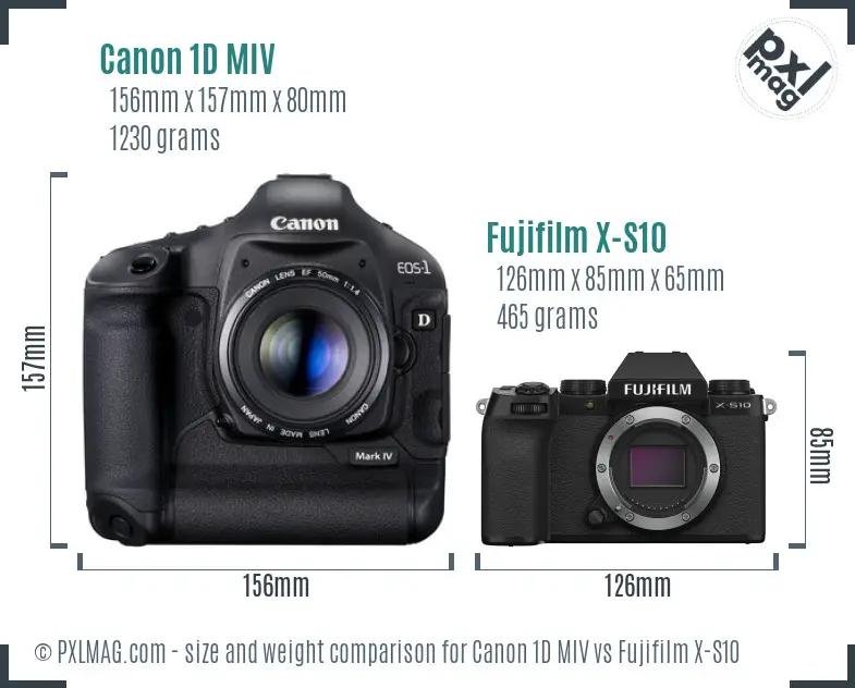Canon 1D MIV vs Fujifilm X-S10 size comparison