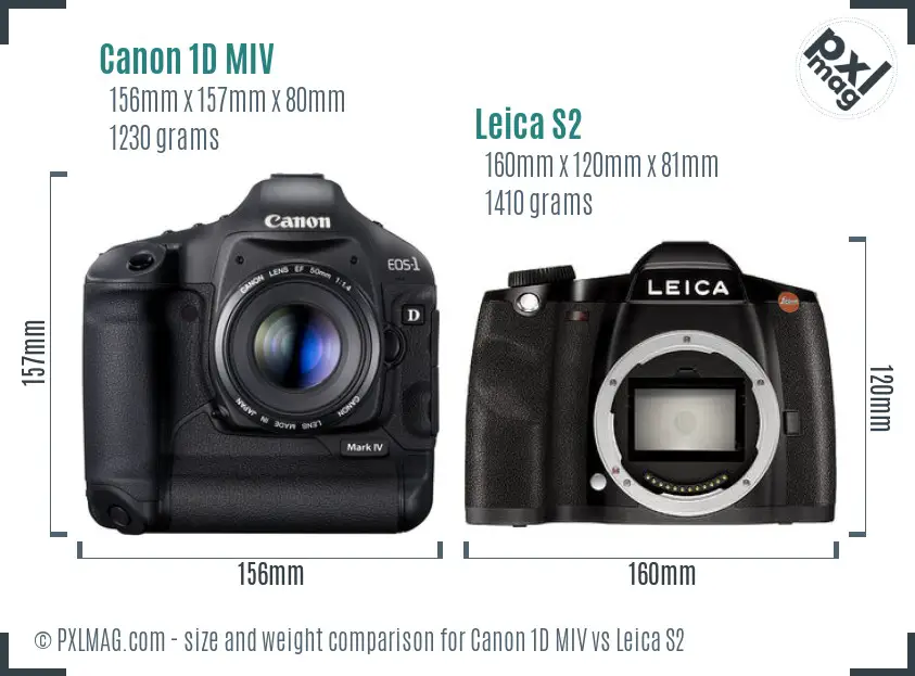 Canon 1D MIV vs Leica S2 size comparison