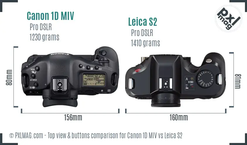 Canon 1D MIV vs Leica S2 top view buttons comparison