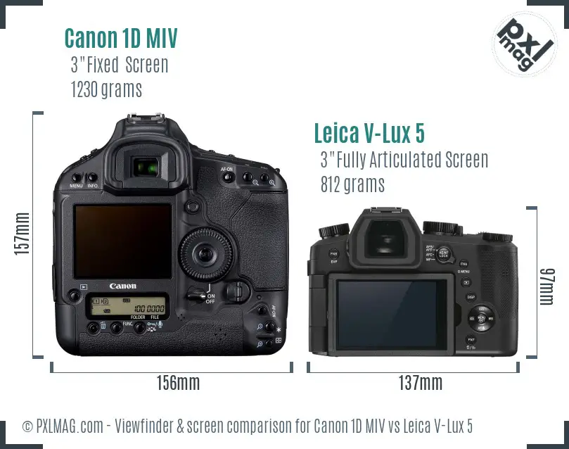 Canon 1D MIV vs Leica V-Lux 5 Screen and Viewfinder comparison