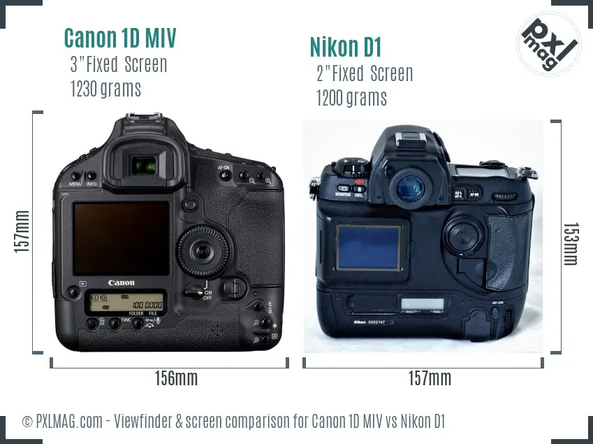 Canon 1D MIV vs Nikon D1 Screen and Viewfinder comparison