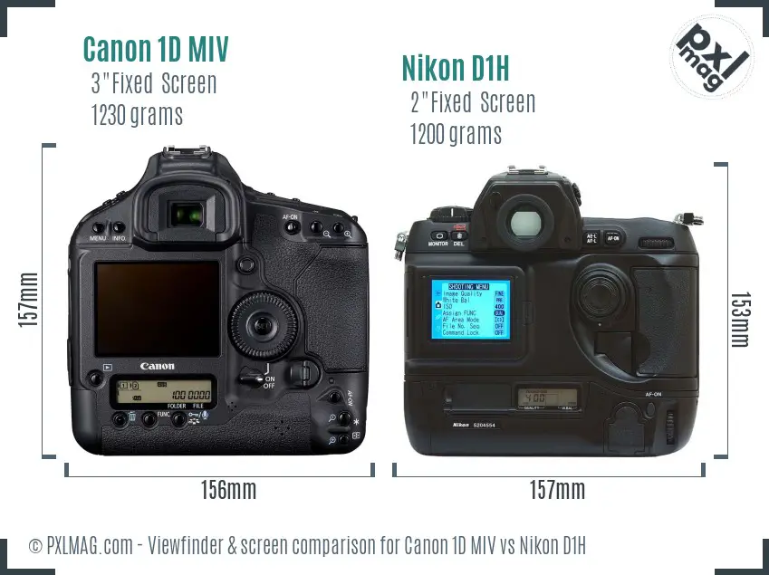 Canon 1D MIV vs Nikon D1H Screen and Viewfinder comparison