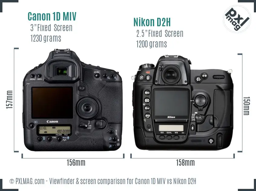 Canon 1D MIV vs Nikon D2H Screen and Viewfinder comparison