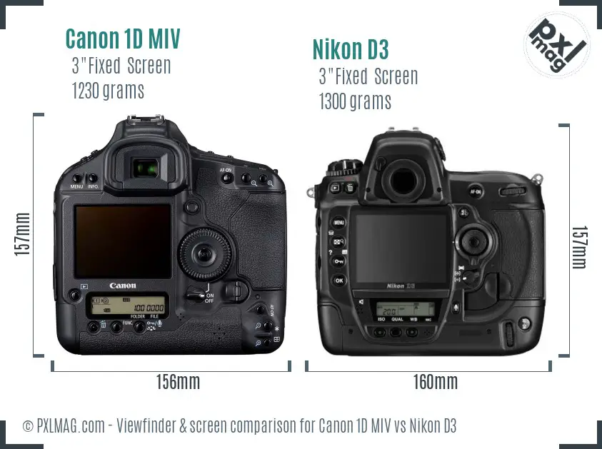Canon 1D MIV vs Nikon D3 Screen and Viewfinder comparison