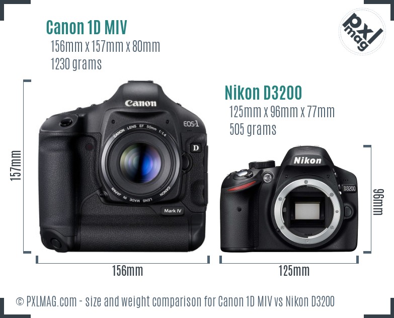 Canon 1D MIV vs Nikon D3200 size comparison Canon 1D MIV vs Nikon D3200 size comparison