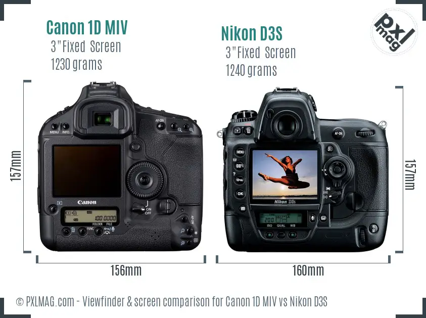 Canon 1D MIV vs Nikon D3S Screen and Viewfinder comparison