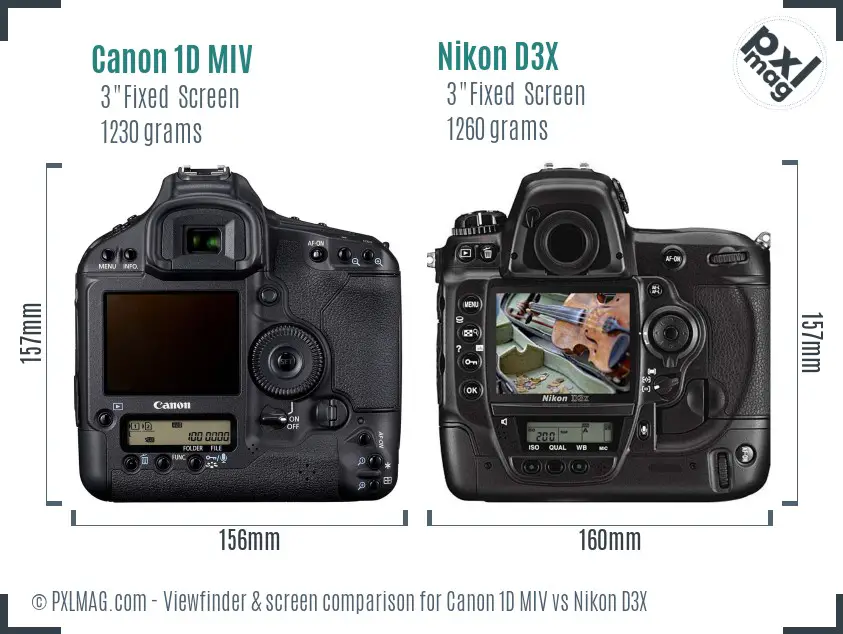 Canon 1D MIV vs Nikon D3X Screen and Viewfinder comparison