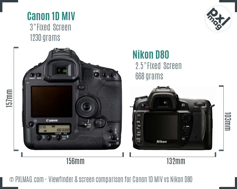 Canon 1D MIV vs Nikon D80 Screen and Viewfinder comparison