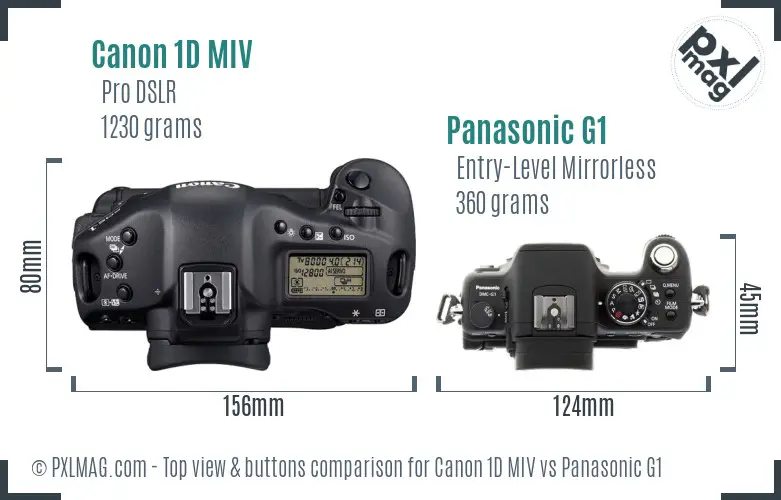 Canon 1D MIV vs Panasonic G1 top view buttons comparison