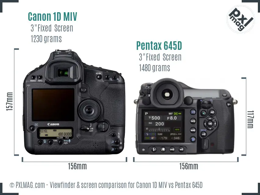 Canon 1D MIV vs Pentax 645D Screen and Viewfinder comparison