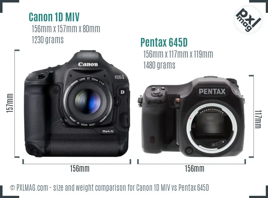Canon 1D MIV vs Pentax 645D size comparison