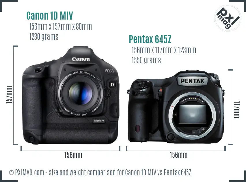 Canon 1D MIV vs Pentax 645Z size comparison