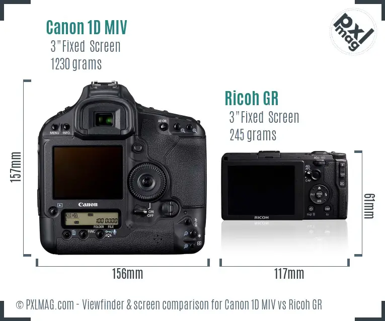 Canon 1D MIV vs Ricoh GR Screen and Viewfinder comparison