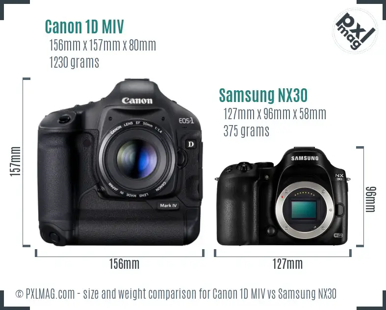 Canon 1D MIV vs Samsung NX30 size comparison