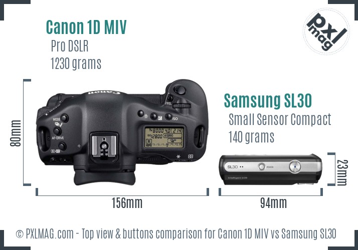 Canon 1D MIV vs Samsung SL30 top view buttons comparison