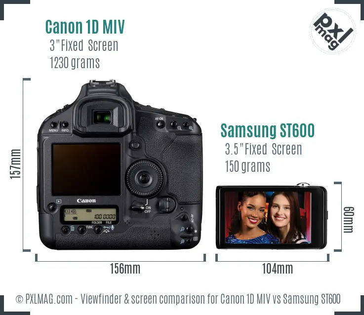 Canon 1D MIV vs Samsung ST600 Screen and Viewfinder comparison