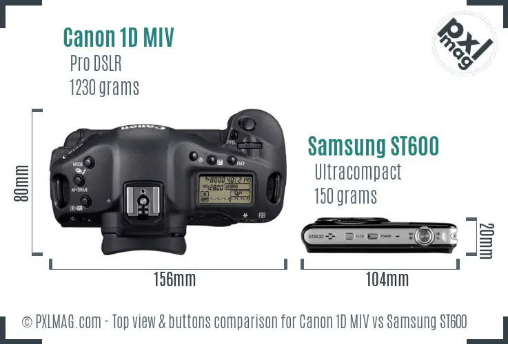 Canon 1D MIV vs Samsung ST600 top view buttons comparison