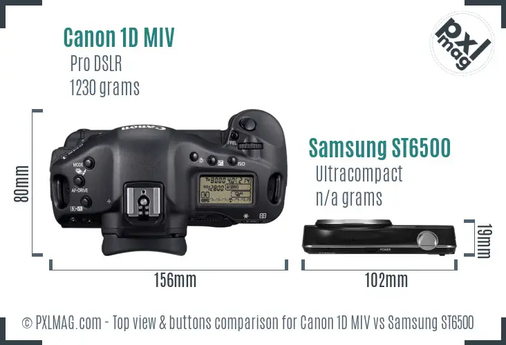 Canon 1D MIV vs Samsung ST6500 top view buttons comparison